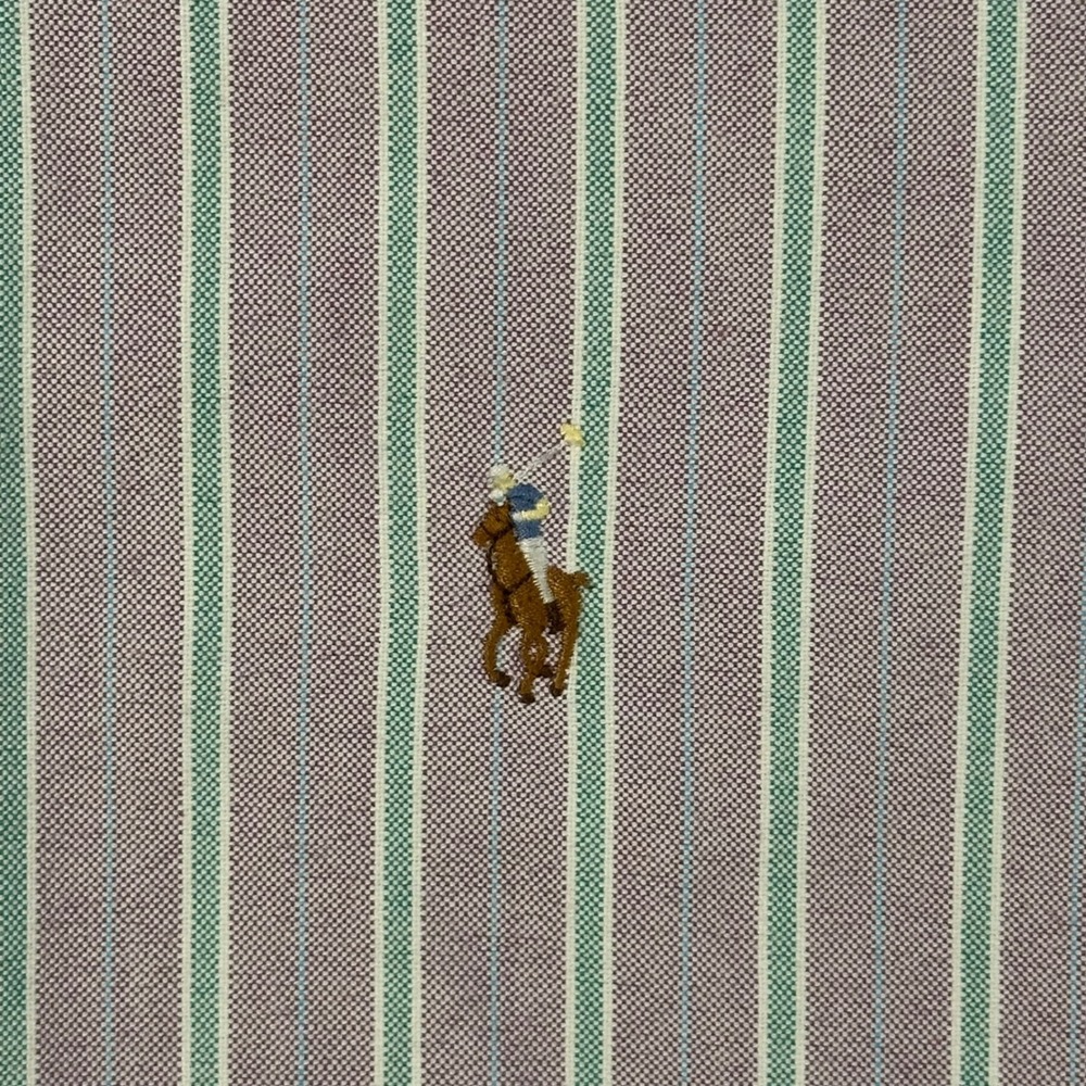 Vintage Polo Ralph Lauren Oxford Shirt Mens L Classic Fit Purple Green Striped - Picture 5 of 13